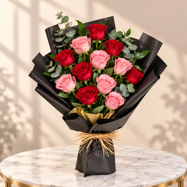 Red and Pink Roses Bouquet